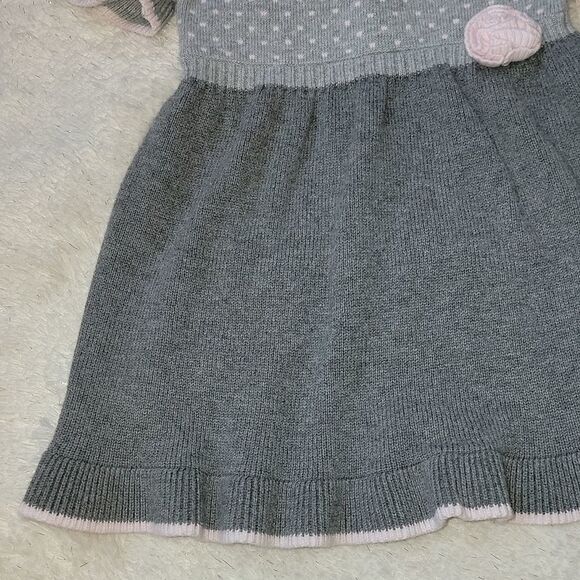 Fao SCHWARZ GRAY & PINK POLKA DOT SHORT-SLEEVE RUFFLED SWEATER DRESS, SZ 18 MOS. - Picture 6 of 9